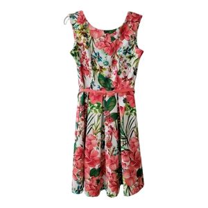 Beautiful Floral Dress with Pink Belt